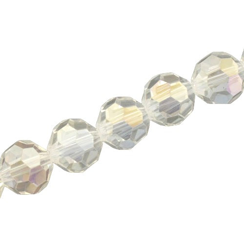 12 MM FACETED ROUND CRYSTAL BEADS APPROX 50/PCS - AB