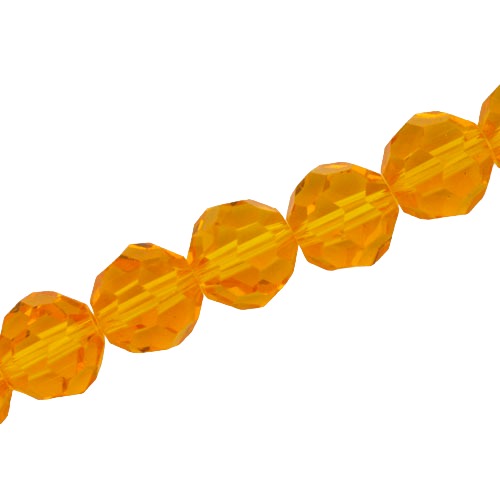 12 MM FACETED ROUND CRYSTAL BEADS APPROX 50/PCS - LIGHT ORANGE