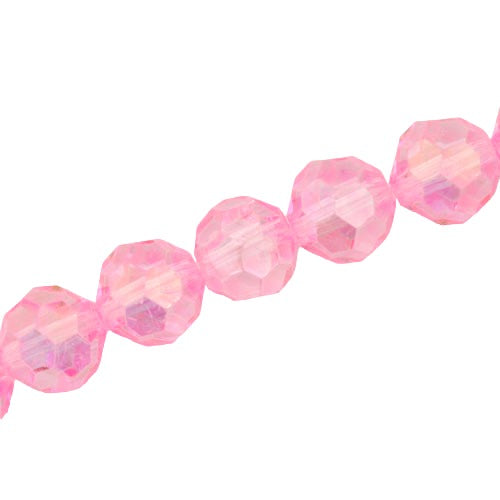 12 MM FACETED ROUND CRYSTAL BEADS APPROX 50/PCS - PINK AB