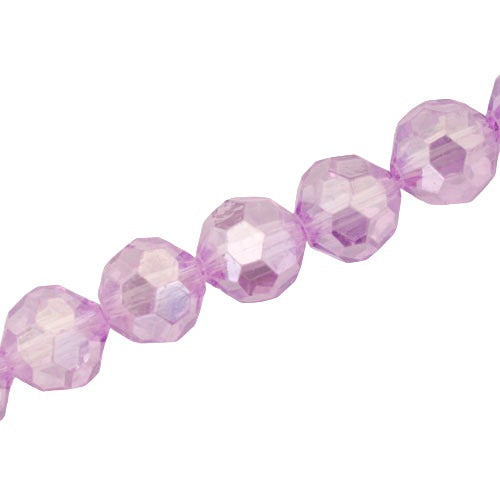 12 MM FACETED ROUND CRYSTAL BEADS APPROX 50/PCS - LIGHT PURPLE AB