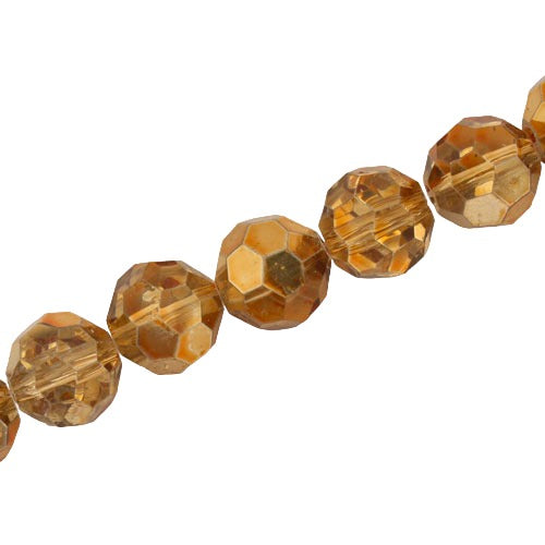 12 MM FACETED ROUND CRYSTAL BEADS APPROX 50/PCS - CRYSTAL METALLIC GOLD