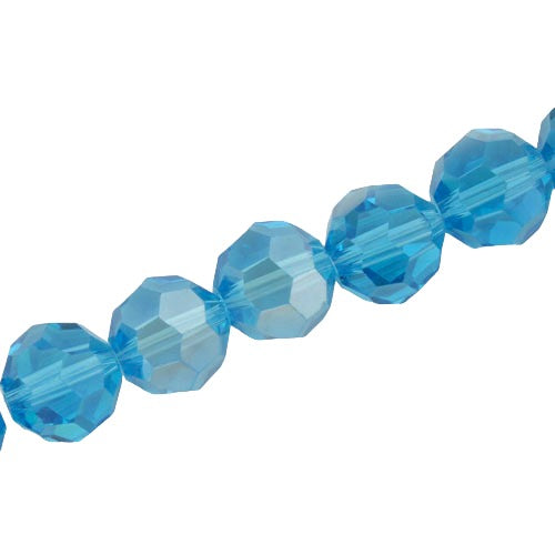 12 MM FACETED ROUND CRYSTAL BEADS APPROX 50/PCS - AQUA AB
