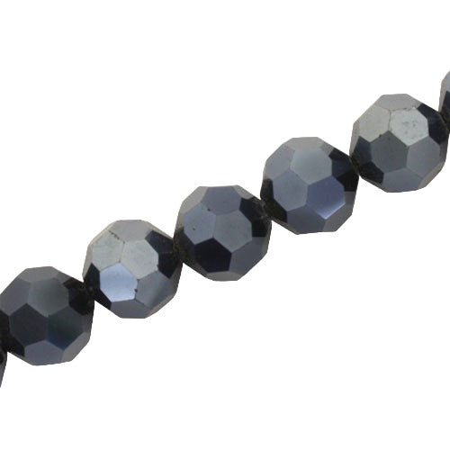 12 MM FACETED ROUND CRYSTAL BEADS APPROX 50/PCS - HEMATITE