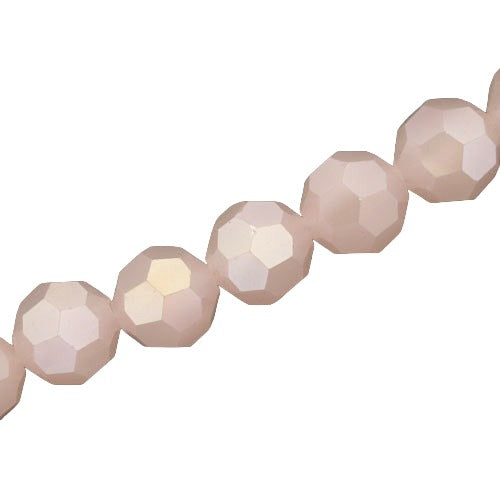 12 MM FACETED ROUND CRYSTAL BEADS APPROX 50/PCS - ALABASTER PINK
