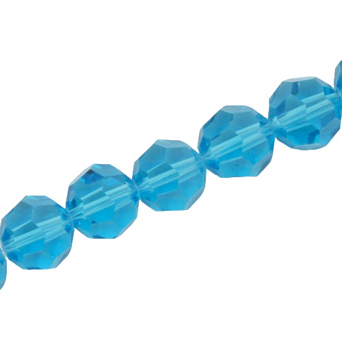 12 MM FACETED ROUND CRYSTAL BEADS APPROX 50/PCS - AQUA