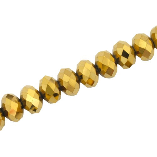 10 X 8 MM CRYSTAL RONDELLE BEADS METALLIC GOLD - APPROX 72 / PCS