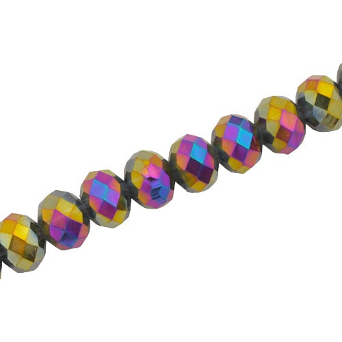 10 X 8 MM CRYSTAL RONDELLE BEADS METALLIC RAINBOW - APPROX 72 / PCS