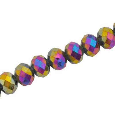 12 X 9 MM CRYSTAL RONDELLE BEADS METALLIC RAINBOW - APPROX 72 / PCS