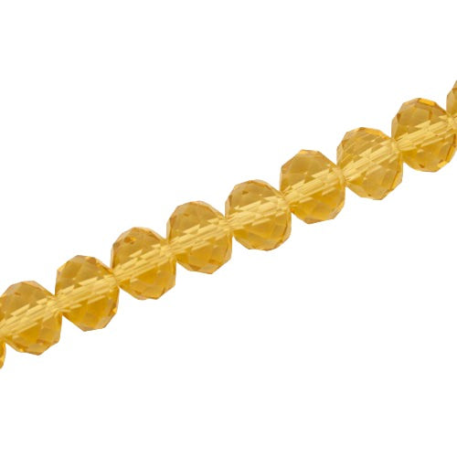 10 X 8 MM CRYSTAL RONDELLE BEADS LIGHT AMBER - APPROX 72 / PCS