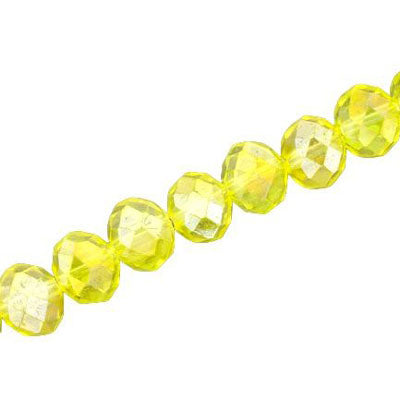 12 X 9 MM CRYSTAL RONDELLE BEADS YELLOW AB - APPROX 72 / PCS