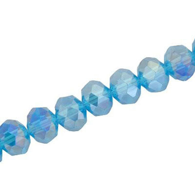 12 X 9 MM CRYSTAL RONDELLE BEADS AQUA AB - APPROX 72 / PCS
