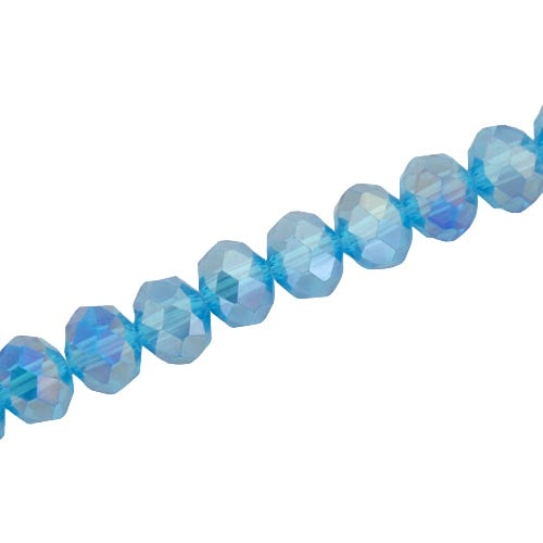 10 X 8 MM CRYSTAL RONDELLE BEADS AQUA AB - APPROX 72 / PCS