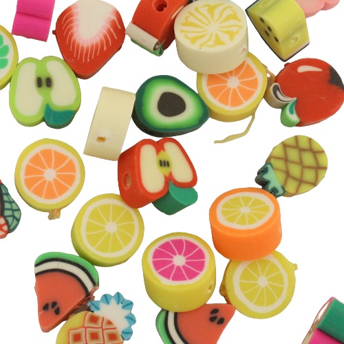 8 - 10 MM POLYMER CLAY FRUIT SALAD BEADS - APPROX 25 PCS