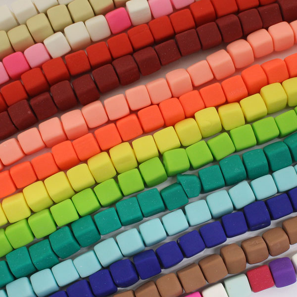 6 MM POLYMER CLAY CUBE BEADS - 40 CM STRAND