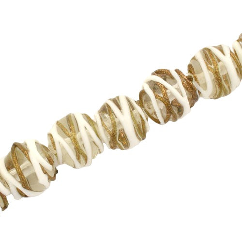 12 MM ROUND GLASS BEADS CLEAR WITH WHITE COPPER - 25 PCS