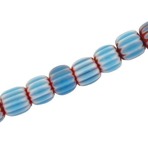 6 MM GLASS BEADS RED/AQUA - APPROX 65 PCS