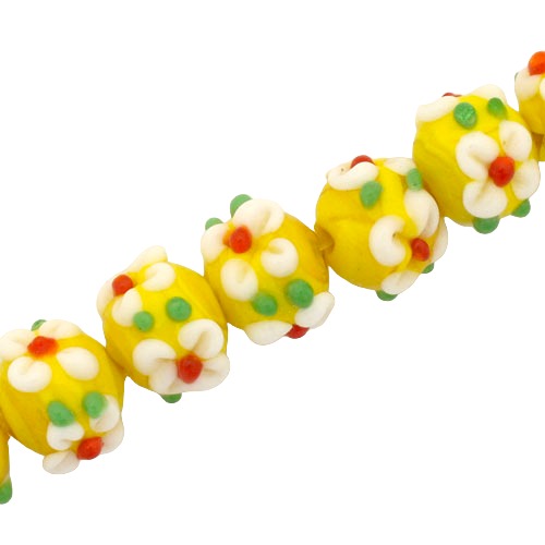 12 MM GLASS LAMPWORK BEADS YELLOW - 30 PCS