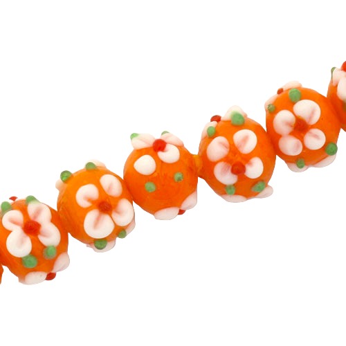 12 MM GLASS LAMPWORK BEADS ORANGE - 30 PCS