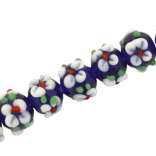 12 MM GLASS LAMPWORK BEADS ROYAL BLUE - 30 PCS