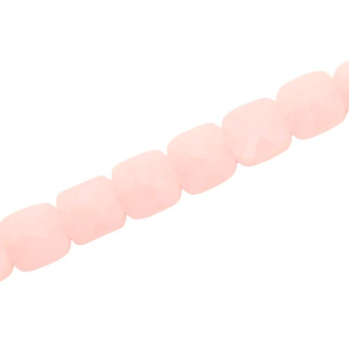 6 MM FLAT SQUARE GLASS BEADS LIGHT PINK - 100 PCS