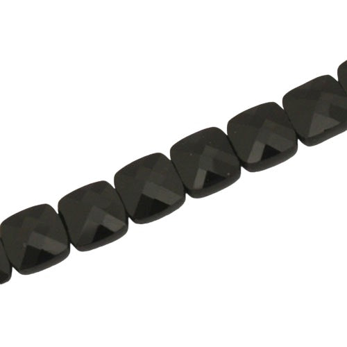 6 MM FLAT SQUARE GLASS BEADS BLACK - 100 PCS