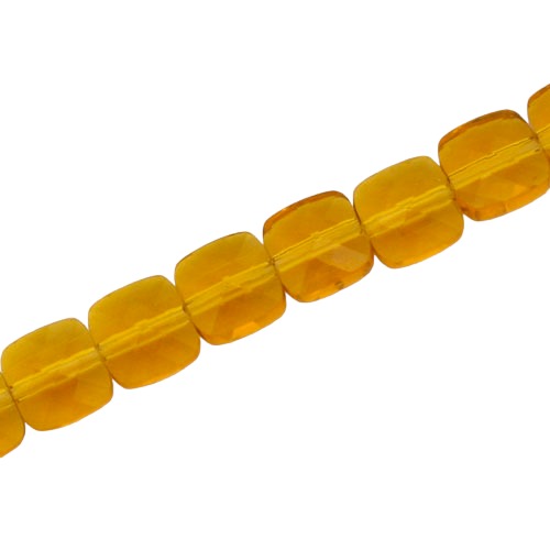 6 MM FLAT SQUARE GLASS BEADS AMBER - 100 PCS