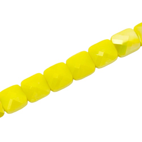 6 MM FLAT SQUARE GLASS BEADS YELLOW - 100 PCS