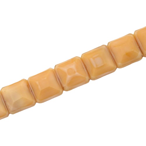 12 MM FLAT SQUARE GLASS BEADS DARK CREAM - 50 PCS