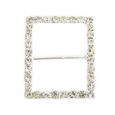 36 x 30 mm Rectangle Silver / Clear Buckle - 1 pcs
