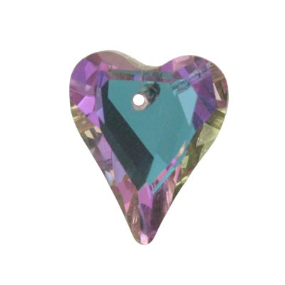 18 MM TOP DRILLED CRYSTAL HEART BEADS PINK / BLUE - 3 PCS