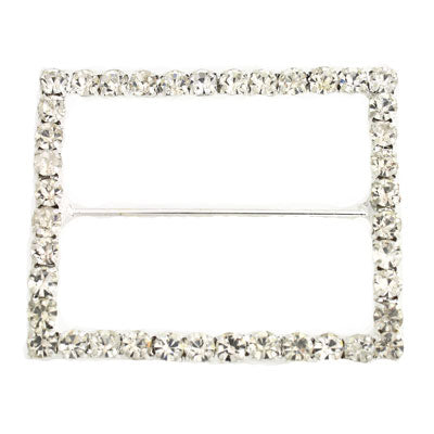 52 x 42 mm Rectangle Silver / Clear Buckle - 1 pcs