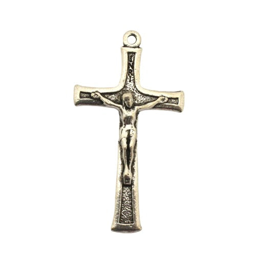 CROSS CHARM 42 X 23 MM SILVER - 6 PCS