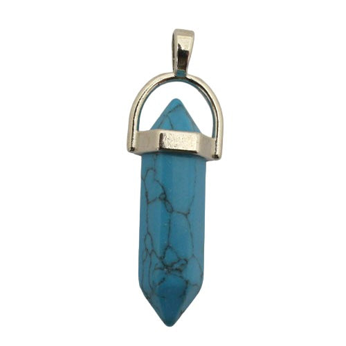 BLUE HOWLITE DOUBLE POINT PENDANT 40 MM - 1 PCS
