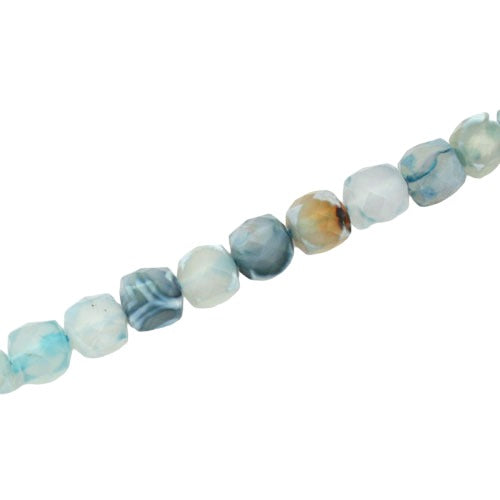 AGATE 7 MM FACETED CUBE AQUA - APPROX 45 PCS