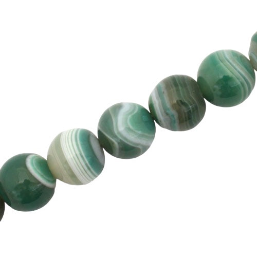 AGATE 14 MM ROUND GREEN - APPROX 28 PCS