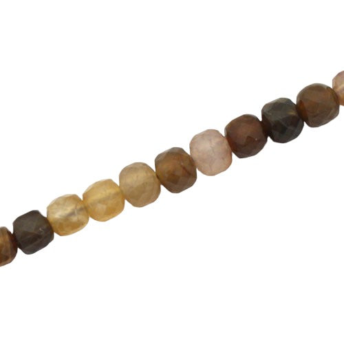 AGATE 6 MM FACETED CUBE BEADS MIX BROWNS - APPROX 62 PCS