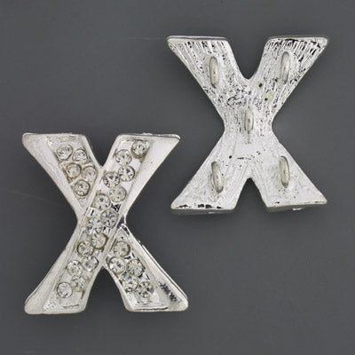 27 x 25 mm Silver with Clear Rhinestone 3 hole Spacer - 1 pc