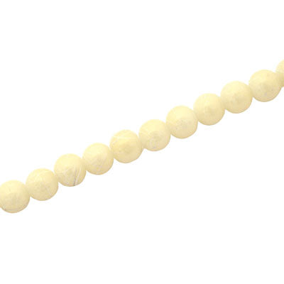 4 MM ROUND GLASS BEADS CREAM / WHITE SWIGGLE - 205 PCS