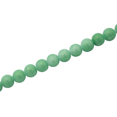 4 MM ROUND GLASS BEADS MINT / WHITE SWIGGLE - 205 PCS