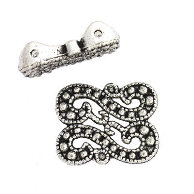 14x16mm silver 2 hole slider 10pcs