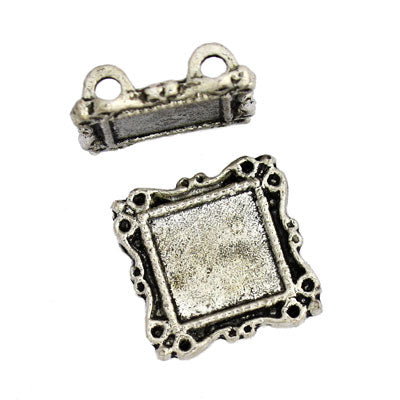 14mm silver two hole spacer 8pcs