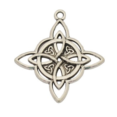WITCHES KNOT CHARM PENDANT 38 MM SILVER - 4 PCS