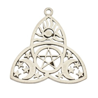 PENTAGRAM TRIQUETRA CHARM PENDANT 35 MM SILVER - 5 PCS
