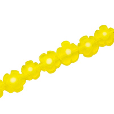 7 MM FLOWER BEADS YELLOW / WHITE - 65 PCS