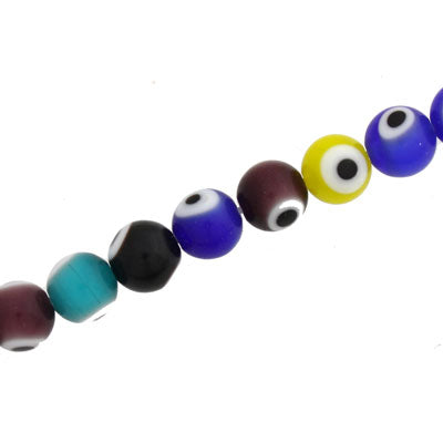 8 mm Round Evil Eye Glass Beads Mix Colours - 48 pcs