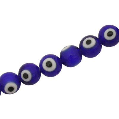 8 MM ROUND EVIL EYE BEADS BLUE / BLACK / WHITE - 48 PCS