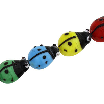 16 mm Lady Beetle Glass Beads Mix Colours - 20 pcs