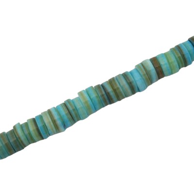 6.5 X 2 MM SHELL BEADS AQUA - 40 CM STRAND
