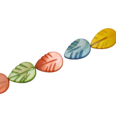 14 X 10 MM SHELL LEAF BEADS MIX COLOURS - 26 PCS