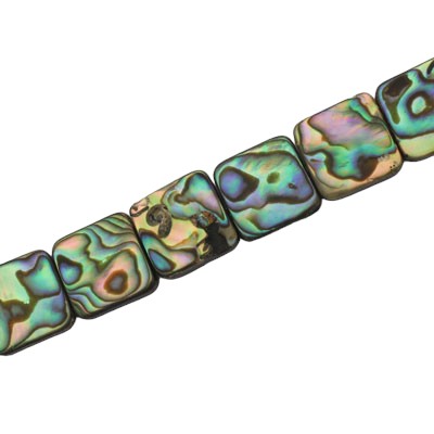 12 MM FLAT SQUARE PAUA SHELL BEADS - 33 PCS